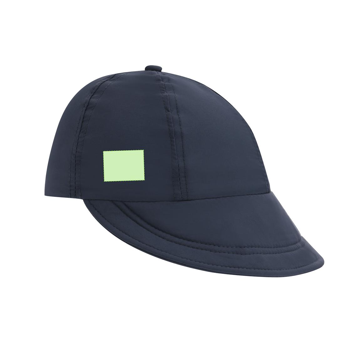 Gorra 6 paneles de poliéster con visera flexible y amplia de perfil alto