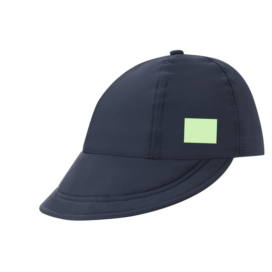 Gorra 6 paneles de poliéster con visera flexible y amplia de perfil alto