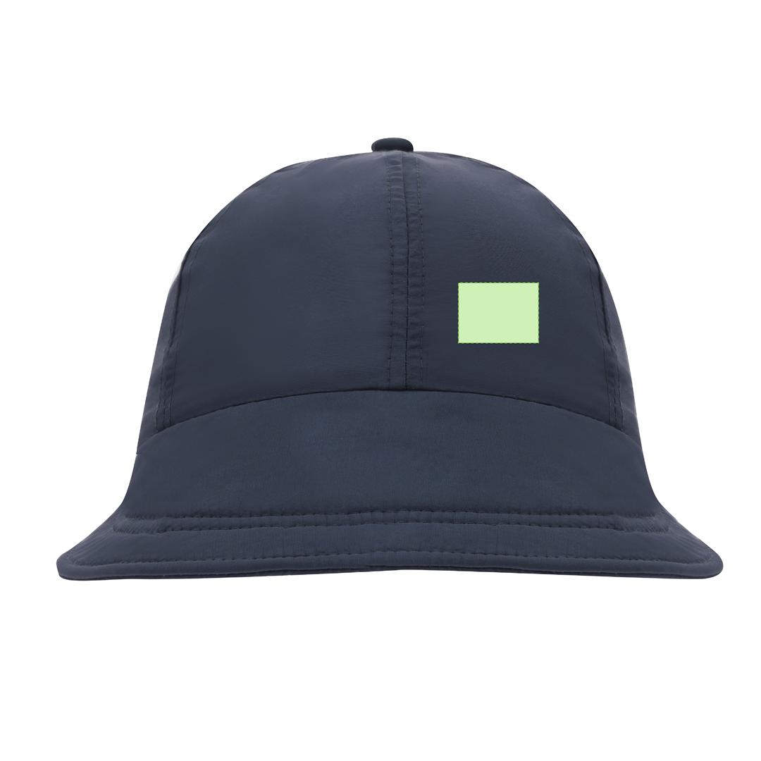 Gorra 6 paneles de poliéster con visera flexible y amplia de perfil alto