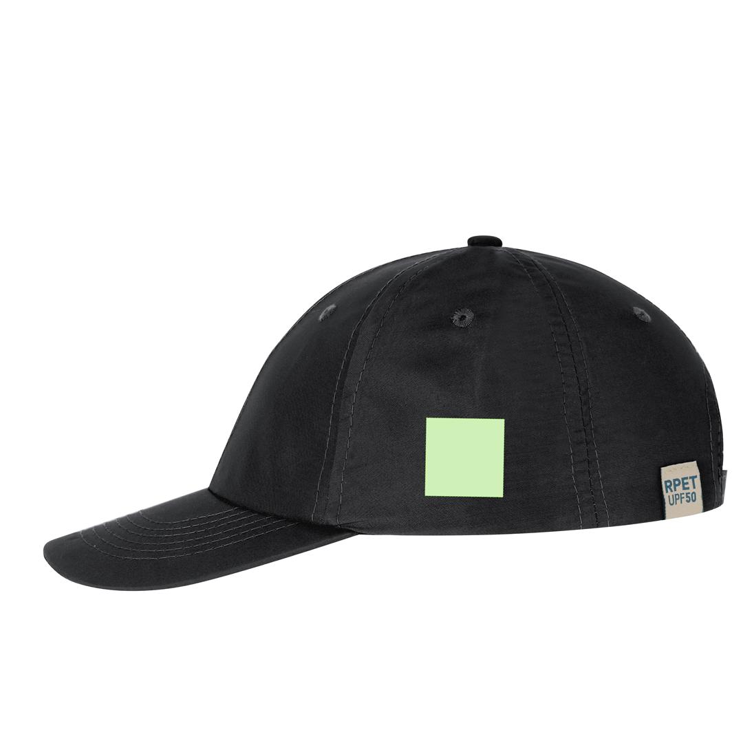 Gorra deportiva 6 paneles de poliéster RPET reciclado con protección UV50