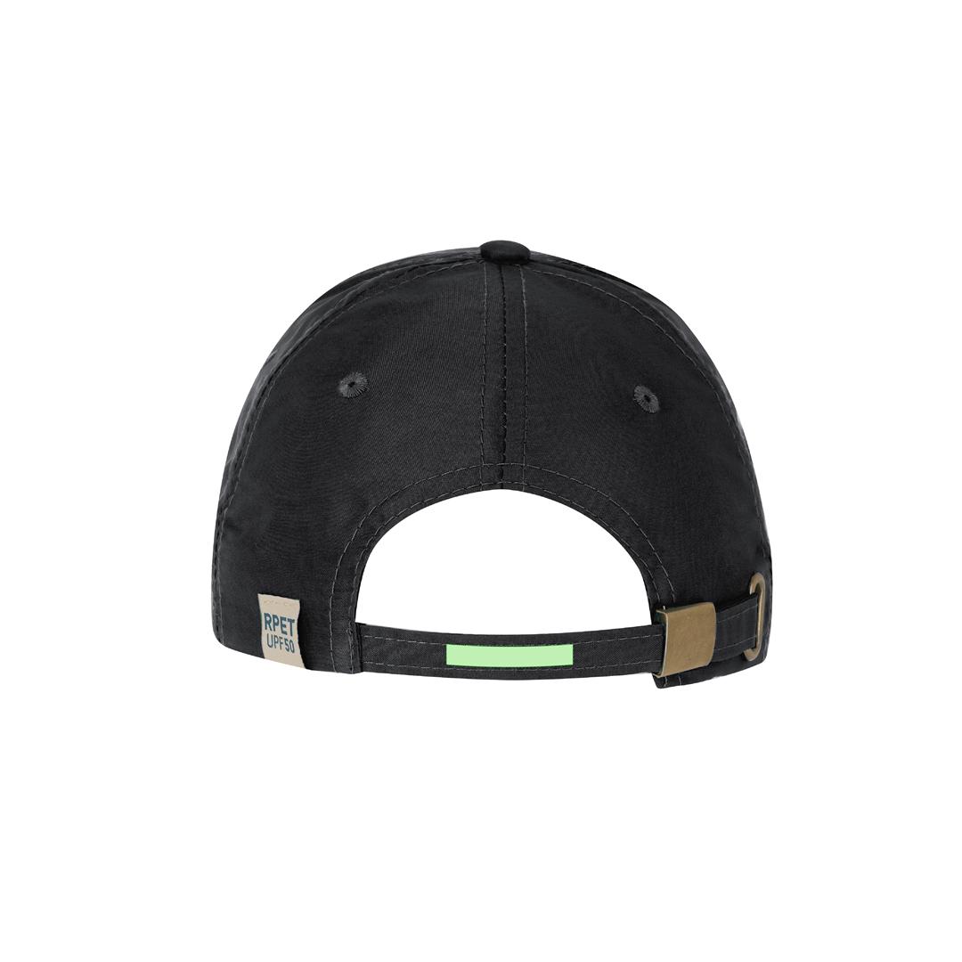 Gorra deportiva 6 paneles de poliéster RPET reciclado con protección UV50