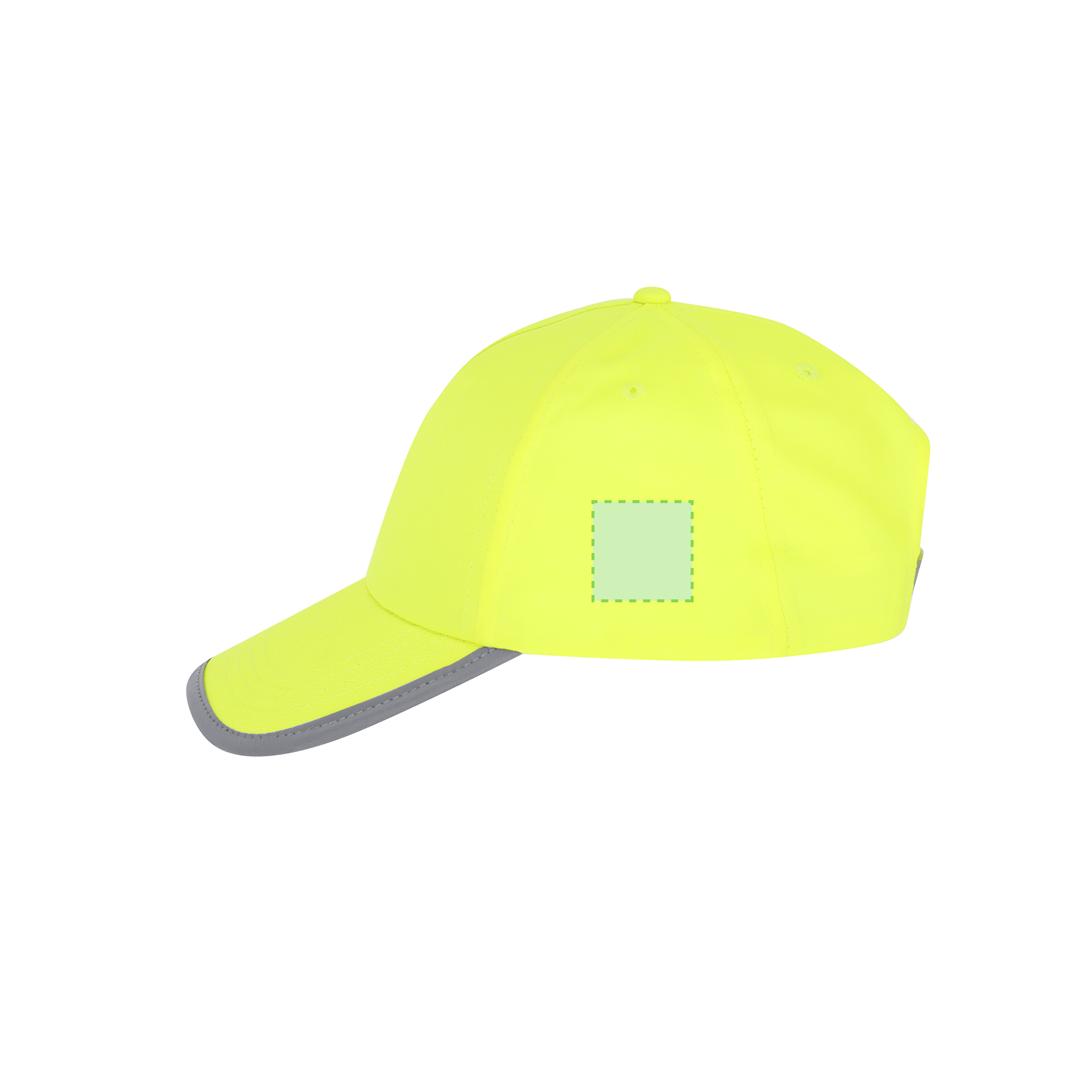 Gorra niño deportiva poliéster bicolor amarillo reflectante visera cierre velcro