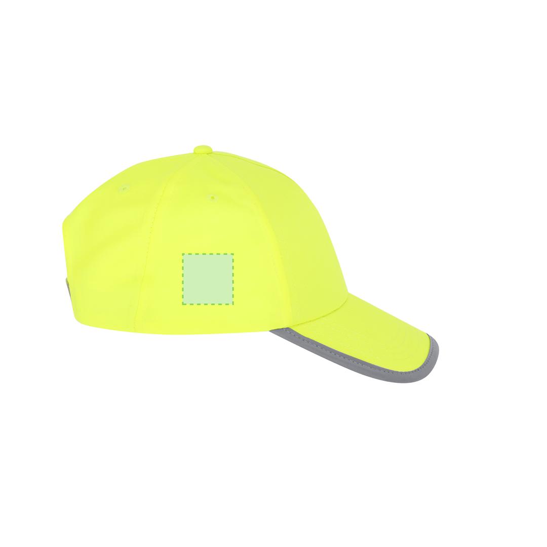 Gorra niño deportiva poliéster bicolor amarillo reflectante visera cierre velcro