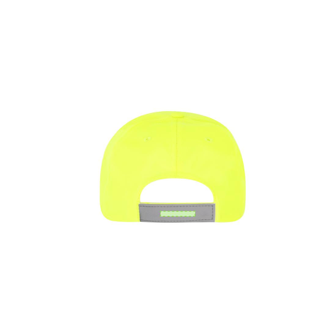 Gorra niño deportiva poliéster bicolor amarillo reflectante visera cierre velcro
