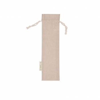 Funda para abanico en algodón reciclado de 150 g/m² con cierre de cuerdas — certificación GRS disponible (8,5x28 cm)