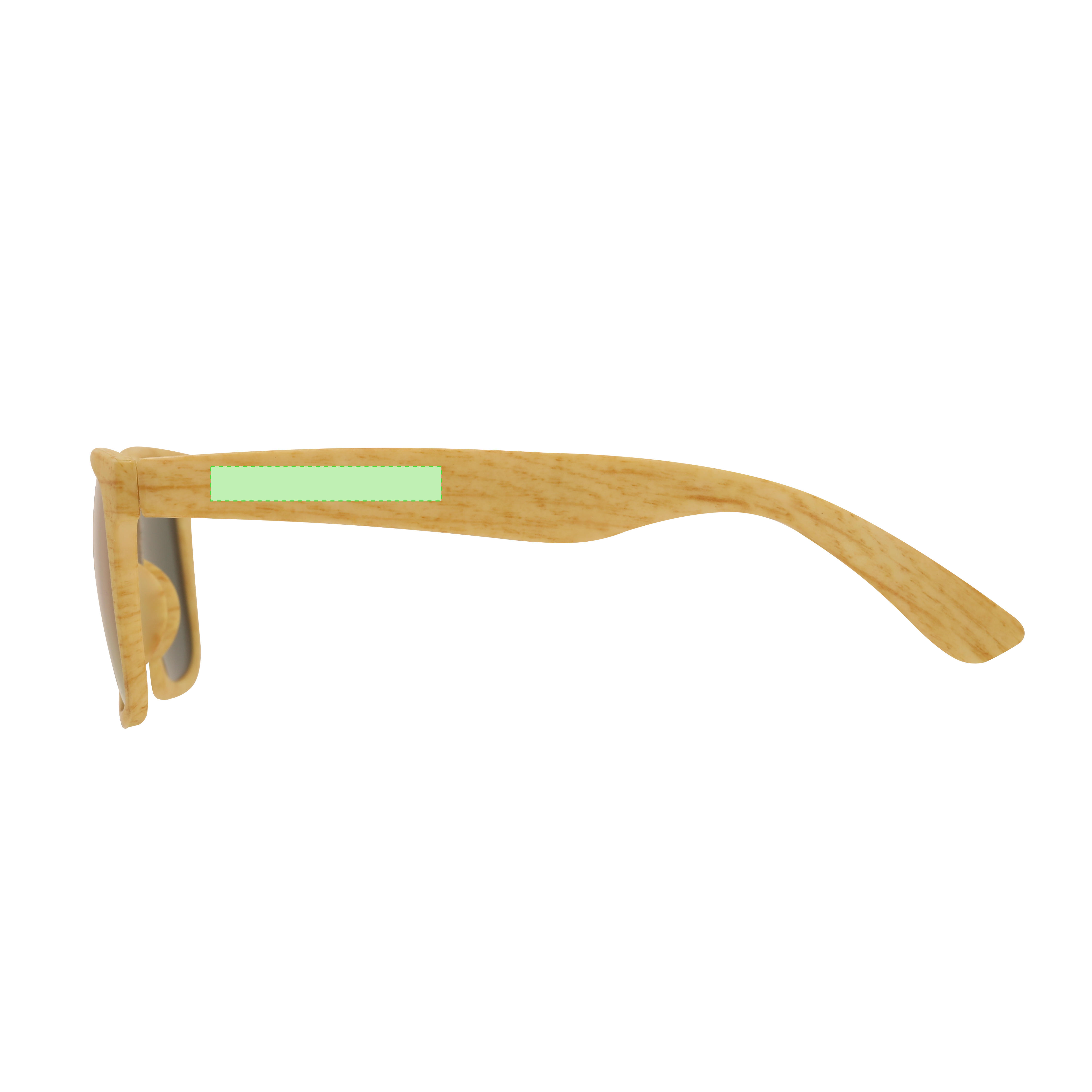 Gafas de sol UV400 con montura en estilo madera y lentes efecto espejo en verde — línea nature