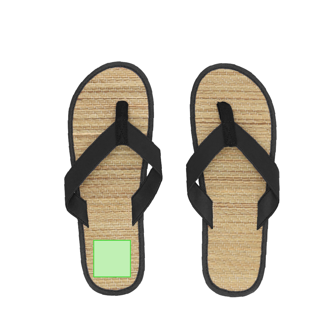 Par de chanclas con superficie de paja natural, tiras de PU y suela de EVA — materiales vegetales sostenibles