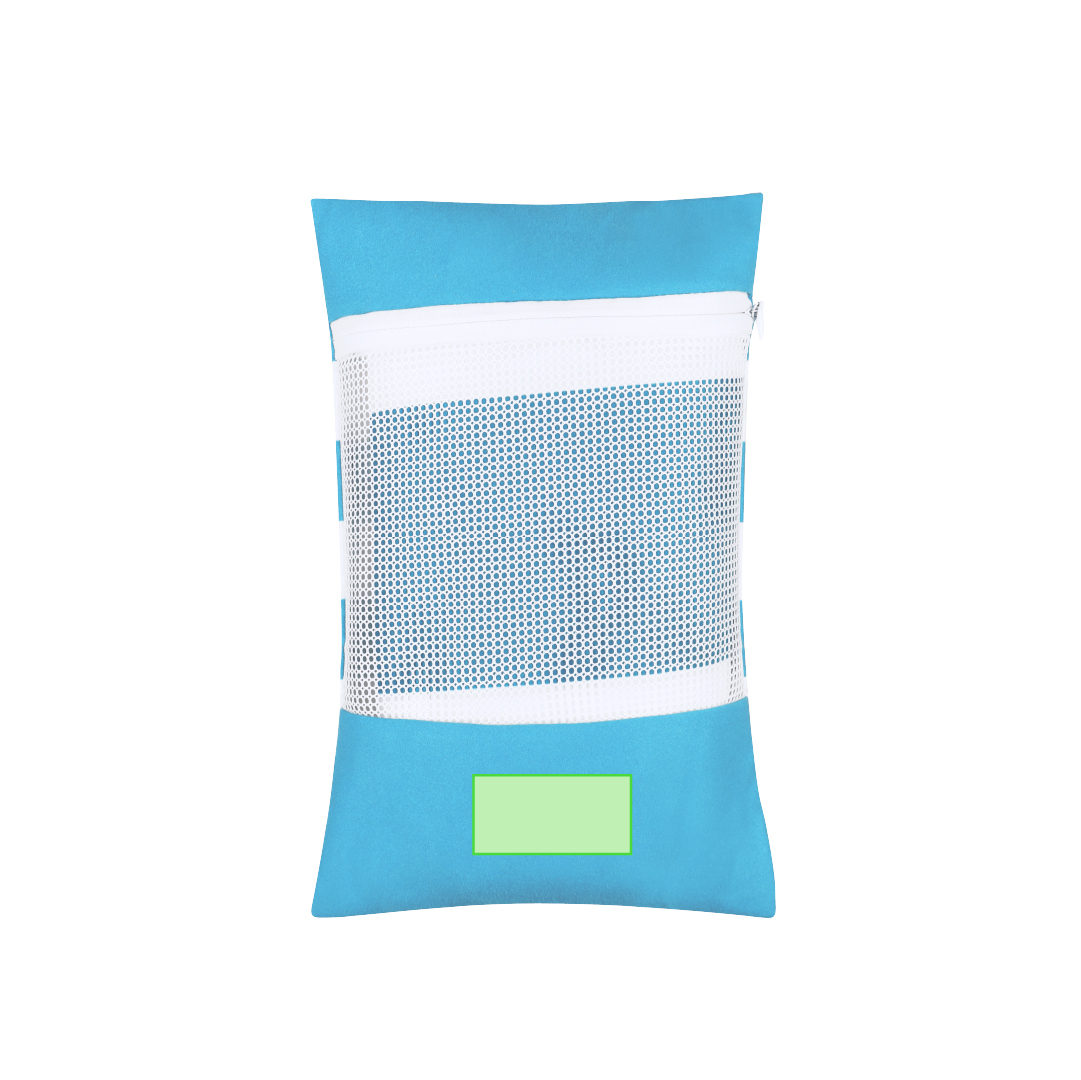 Toalla absorbente de poliéster 200 g/m² (160x80 cm) con bolsillo impermeable triangular con cremallera y funda