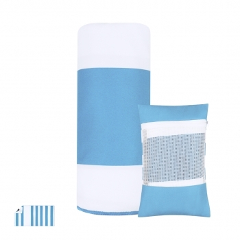 Toalla absorbente de poliéster 200 g/m² (160x80 cm) con bolsillo impermeable triangular con cremallera y funda
