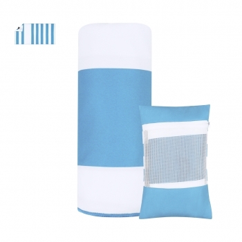 Toalla absorbente de poliéster 200 g/m² (160x80 cm) con bolsillo impermeable triangular con cremallera y funda