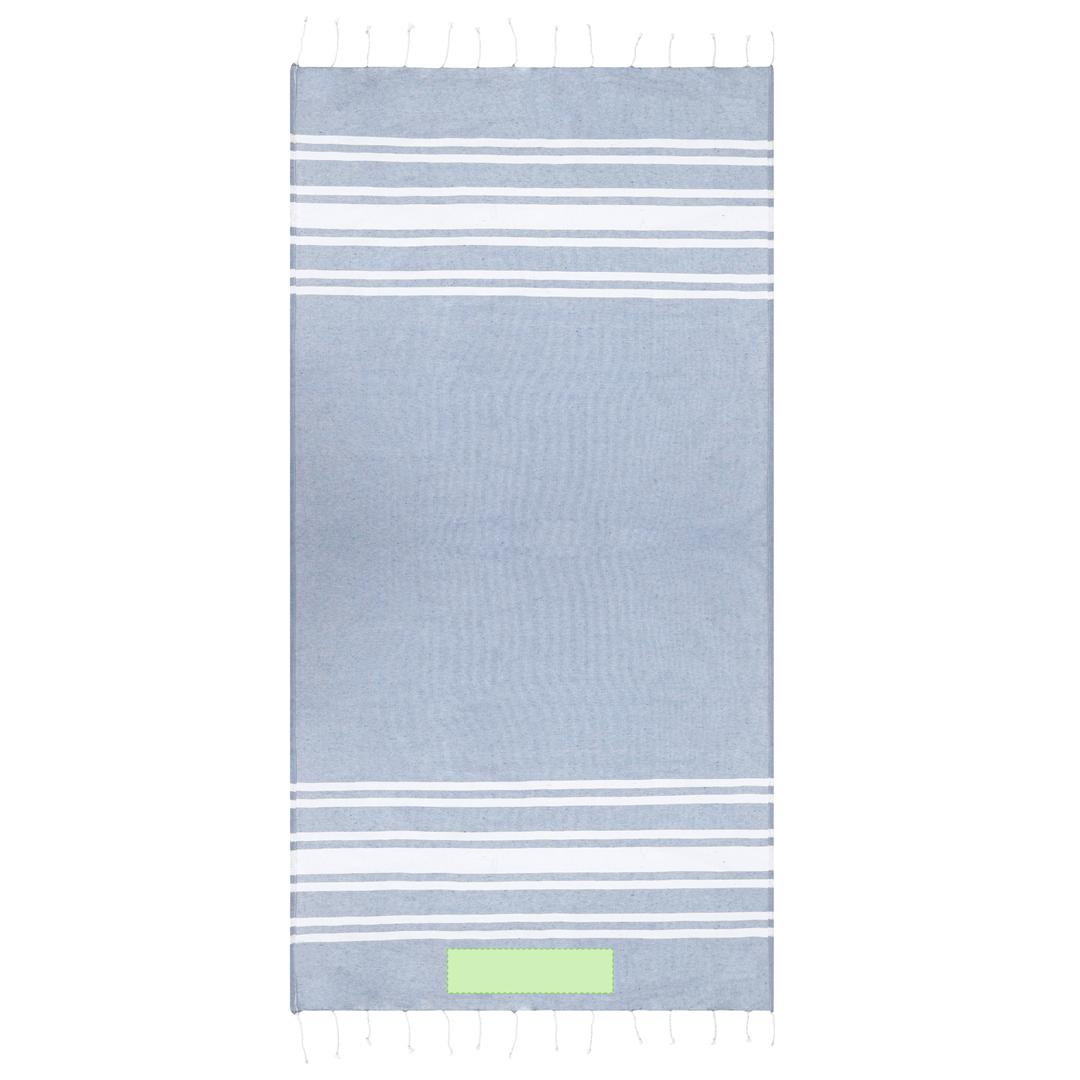 Pareo toalla de algodón y poliéster 150 g/m² (170x85 cm) con diseño a rayas y flecos en los extremos