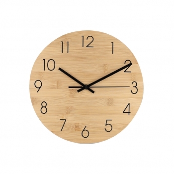Reloj de pared de bambú natural con mecanismo de cuarzo