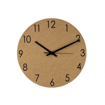 Reloj de pared de corcho natural con mecanismo silencioso