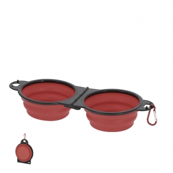 Bowl plegable mascotas TPE flexible resistente plegado compacto mosquetón