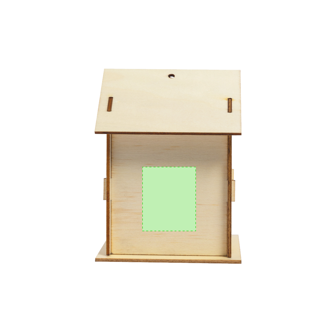 Caseta colgante para pájaros de madera natural con 6 pinturas y pincel
