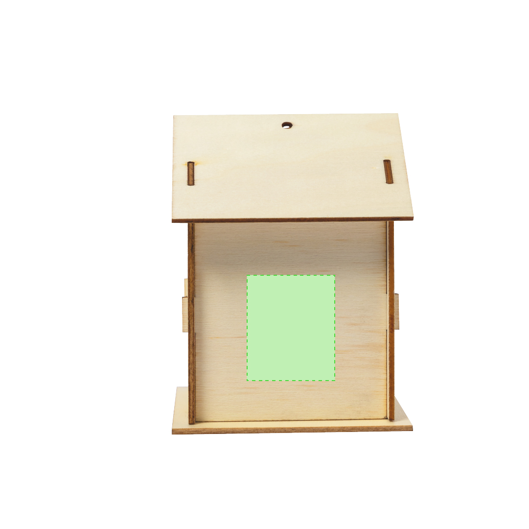 Caseta colgante para pájaros de madera natural con 6 pinturas y pincel