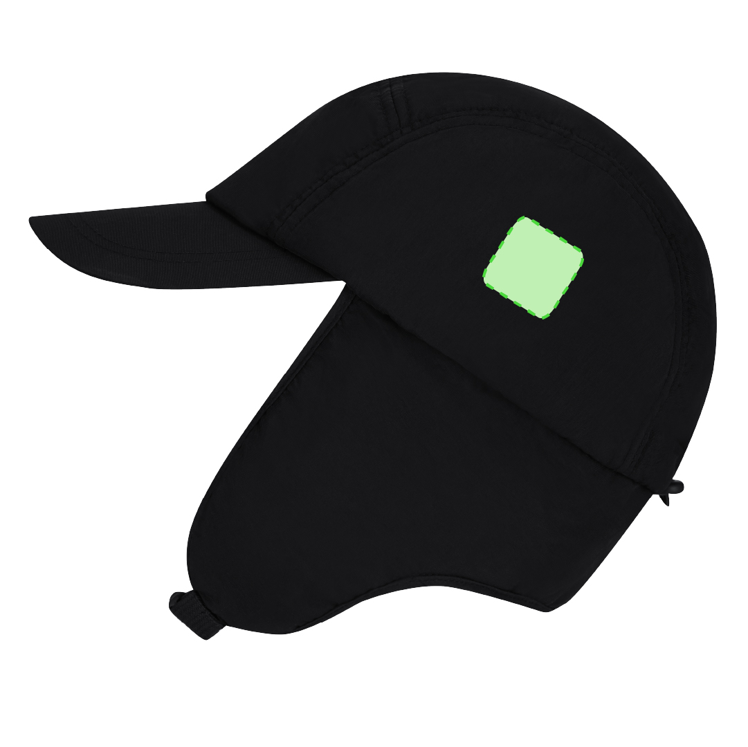 Gorra con orejeras y cálido interior de polar fleece con cordón elástico y cierre de hebilla ajustable en barbilla