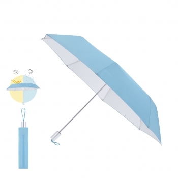 Paraguas plegable de poliéster 190T con protección solar UPF50+ para lluvia y rayos UV — mango mate y funda