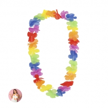 Collar hawaiano de flores en poliéster suave — ligero, cómodo y listo para cualquier fiesta temática