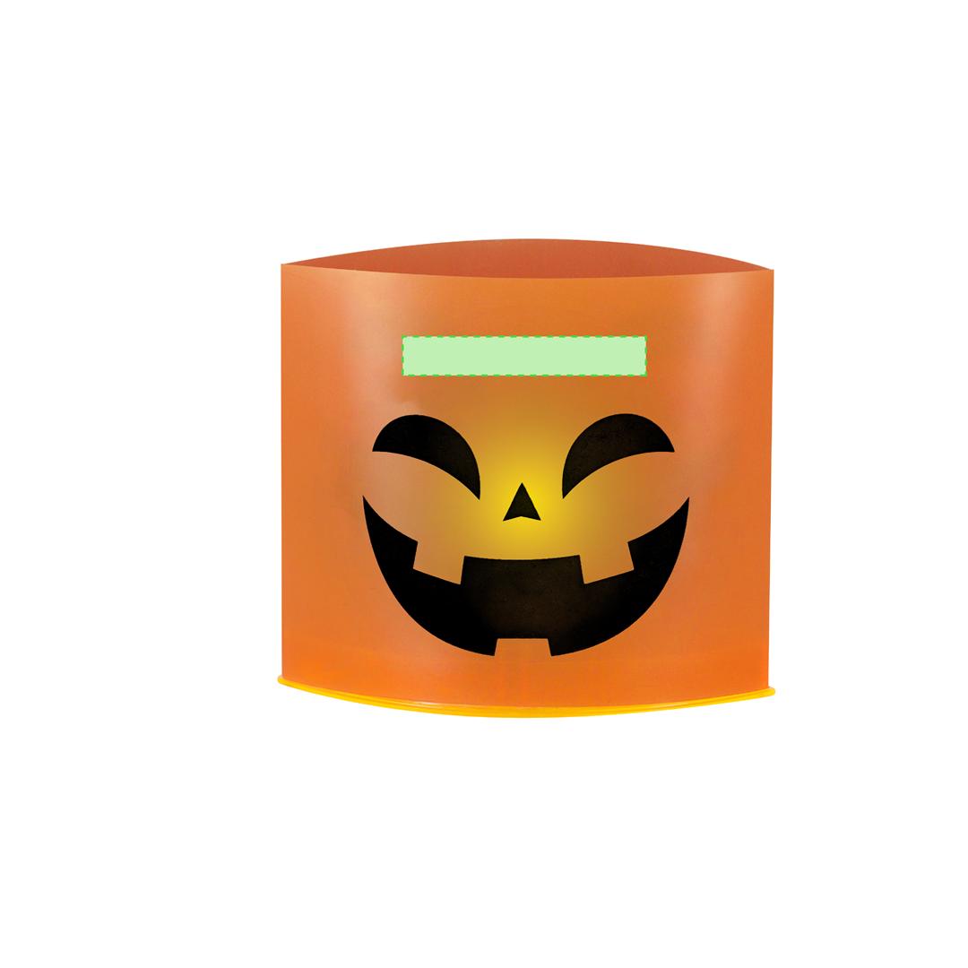 Vela decorativa de Halloween de PVC con diseños diferentes en cada cara e iluminación LED con botón on/off