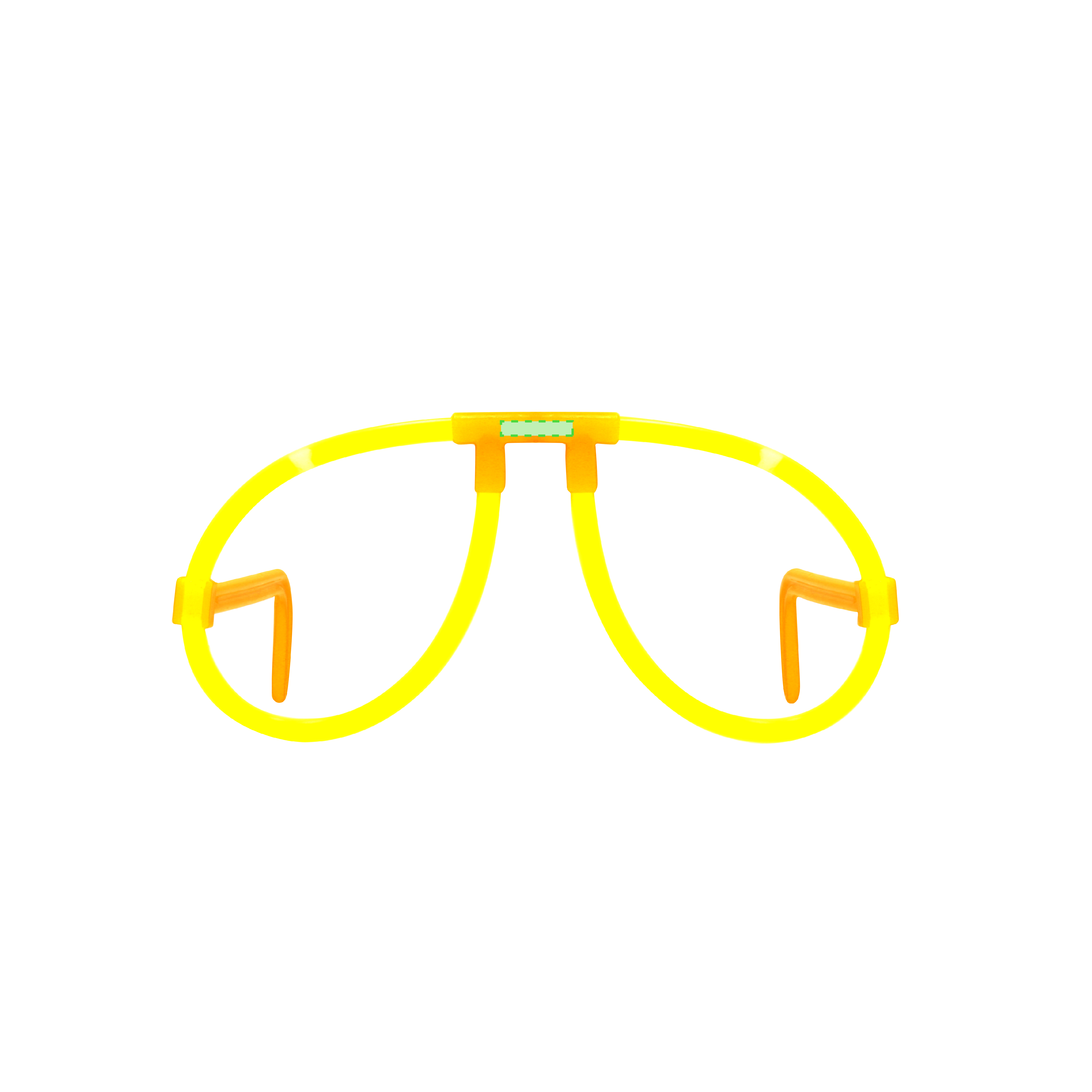 Gafas luminosas con varillas fluorescentes y 2 patillas extraíbles de ABS en amarillo para montaje rápido