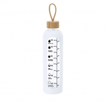 Bidón de cristal y bambú con funda de silicona 1L