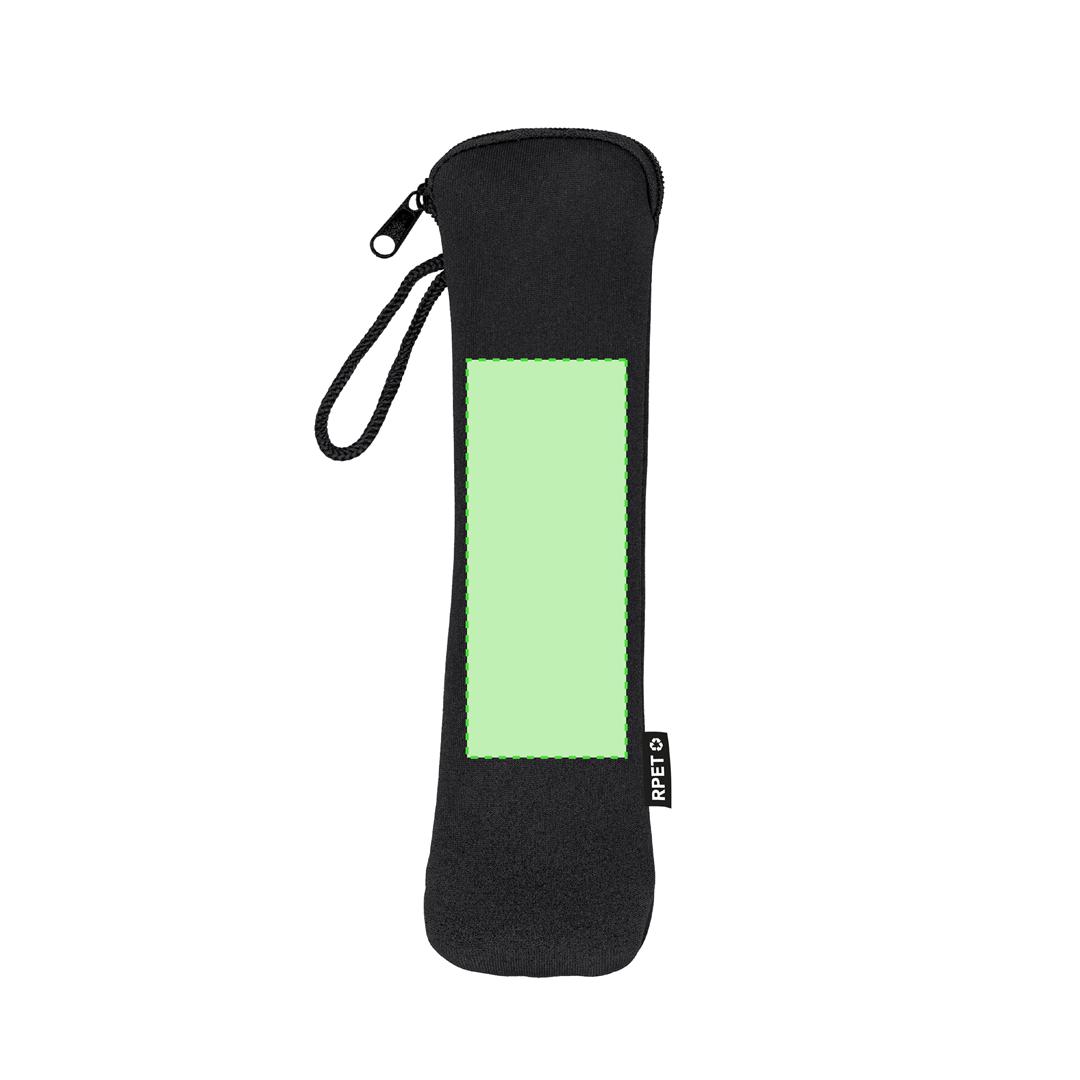 Set 5 cubiertos de acero inox con pajita reutilizable — funda Soft Shell RPET con cremallera