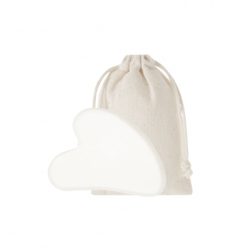 Masajeador facial de piedra jade blanca con bolsa de algodón natural