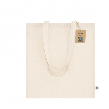 Bolsa de algodón Fairtrade 140 g/m² asas largas 70 cm