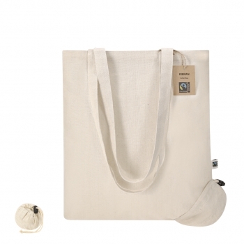 Bolsa plegable de algodón Fairtrade 120 g/m² asas largas