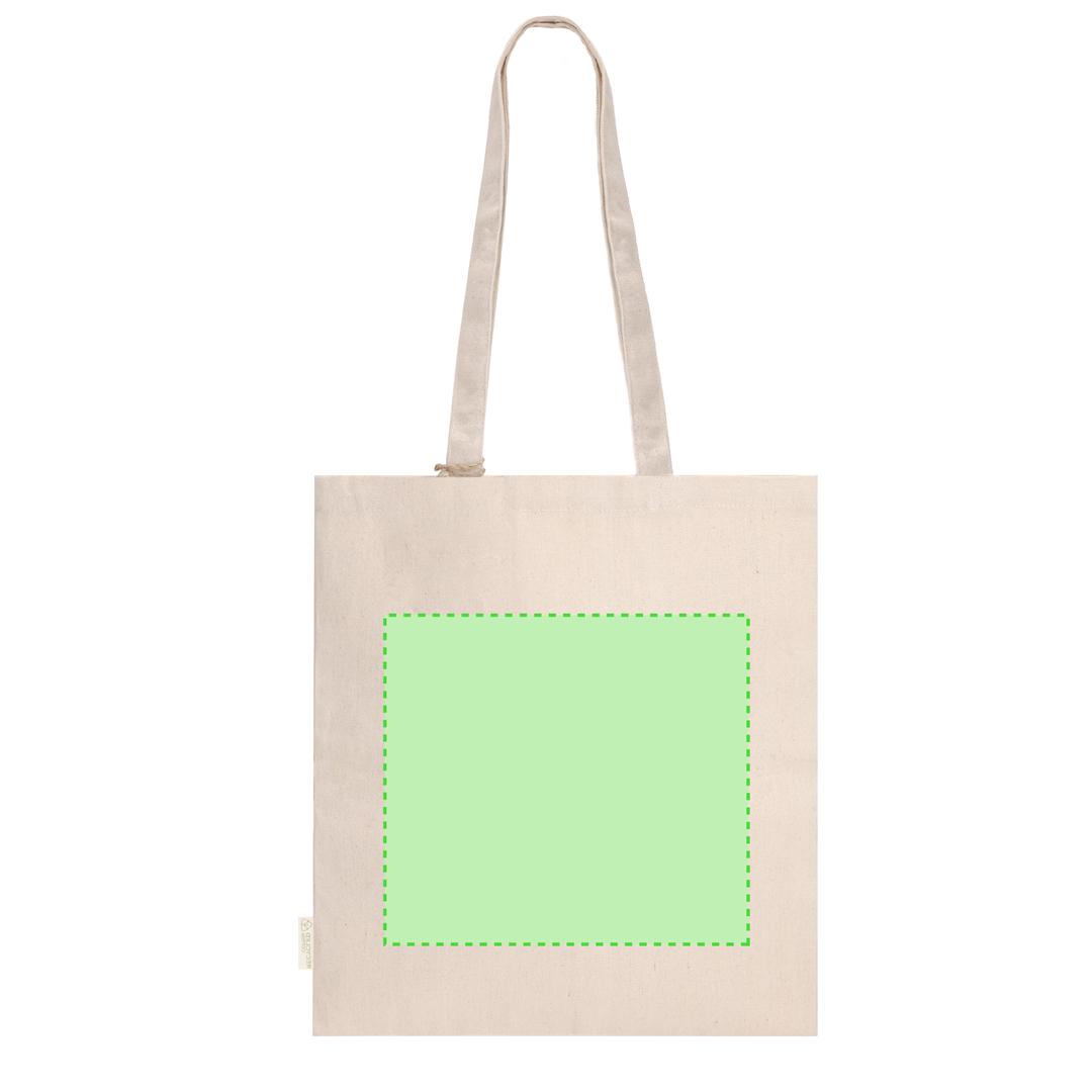 Bolsa de algodón reciclado 240 g/m² gramaje alto etiqueta lateral
