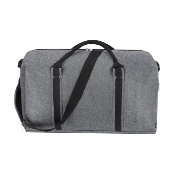 Bolso deportivo de RPET 600D con portazapatos doble cremallera, asas con tachuelas metálicas plateadas