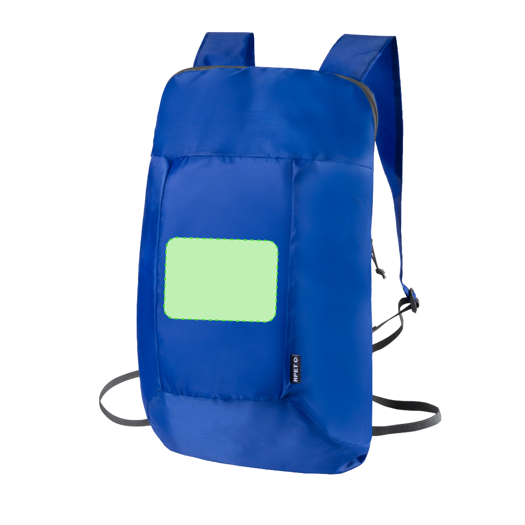 Mochila plegable de RPET 210D con distintivo RPET, esquinas reforzadas y solo 44 g
