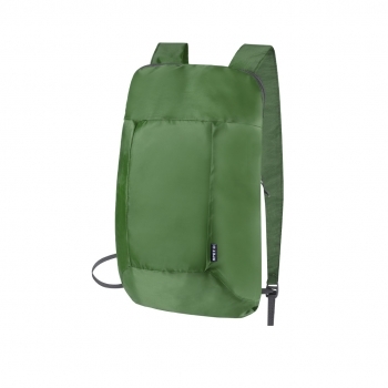 Mochila plegable de RPET 210D con distintivo RPET, esquinas reforzadas y solo 44 g
