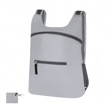Mochila plegable reflectante de RPET 210D con bolsillo frontal y retro-reflexión