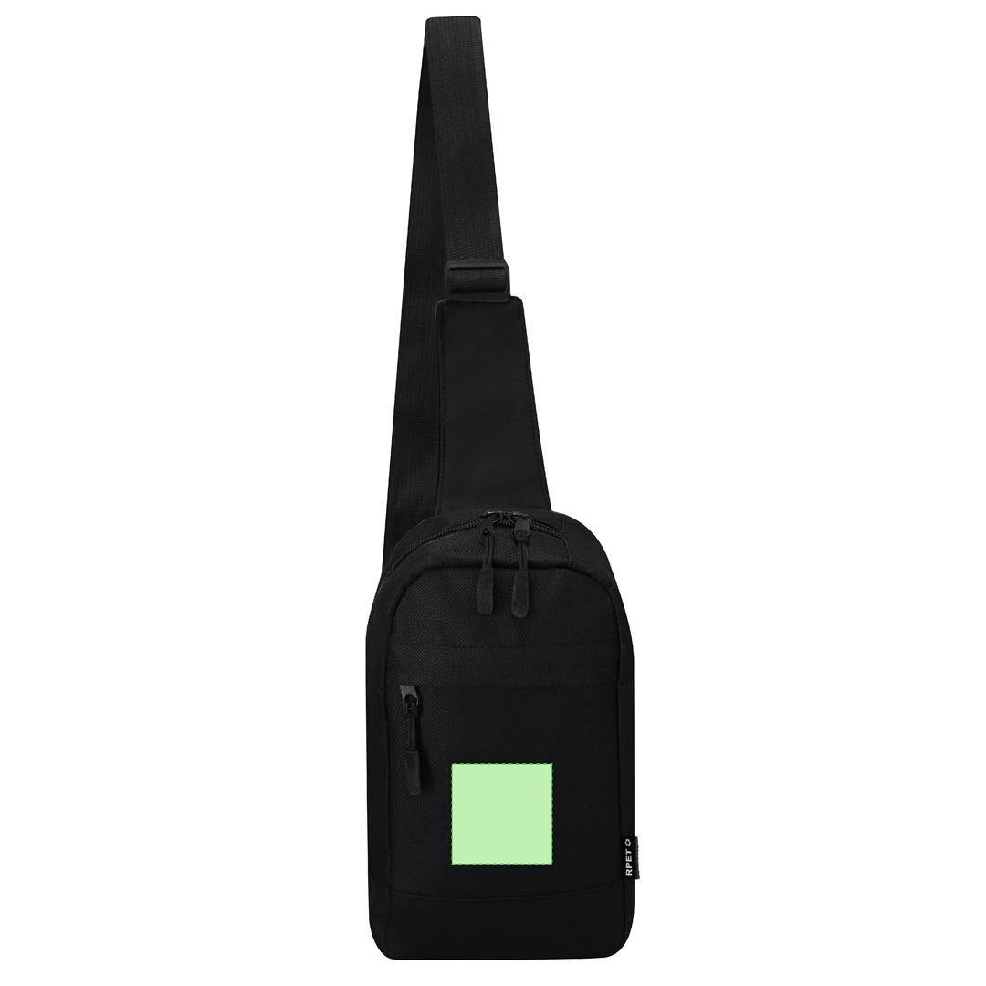 Bandolera de RPET 600D con doble tirador, bolsillo frontal y cinta ajustable multiposición
