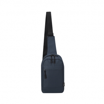 Bandolera de RPET 600D con doble tirador, bolsillo frontal y cinta ajustable multiposición