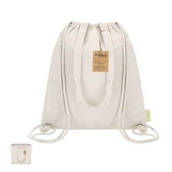 Bolsa mochila nevera de cuerdas de algodón reciclado 140 g/m² con interior de aluminio