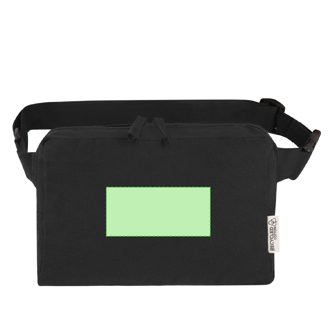 Riñonera bandolera de canvas reciclado 300 g/m² con doble tirador, bolsillo trasero y distintivo reciclado