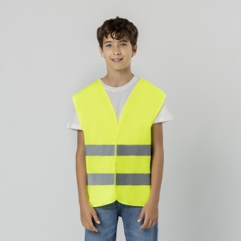 Chaleco reflectante infantil poliéster RPET alta visibilidad homologado CE