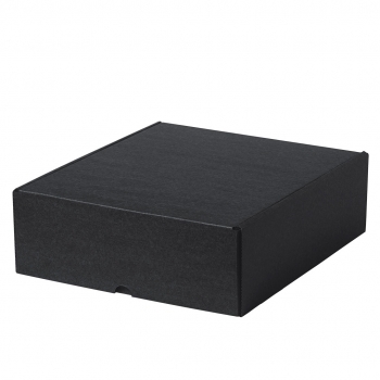 Caja de presentación XL en cartón corrugado FSC negro — 26,5x30x9 cm, el mayor tamaño de la gama negra