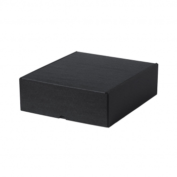Caja de presentación XL en cartón corrugado FSC negro — 26,5x30x9 cm, el mayor tamaño de la gama negra