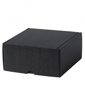 Caja de presentación S en cartón corrugado FSC negro — 16x15x8,5 cm, el tamaño pequeño de la gama negra