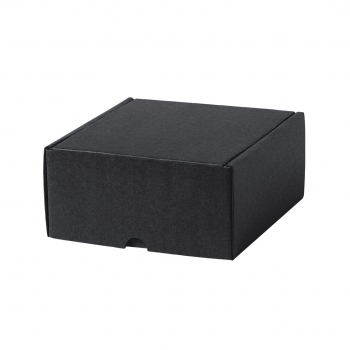 Caja de presentación S en cartón corrugado FSC negro — 16x15x8,5 cm, el tamaño pequeño de la gama negra