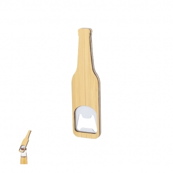 Abridor de bolsillo de bambú y metal diseño de botella de vino