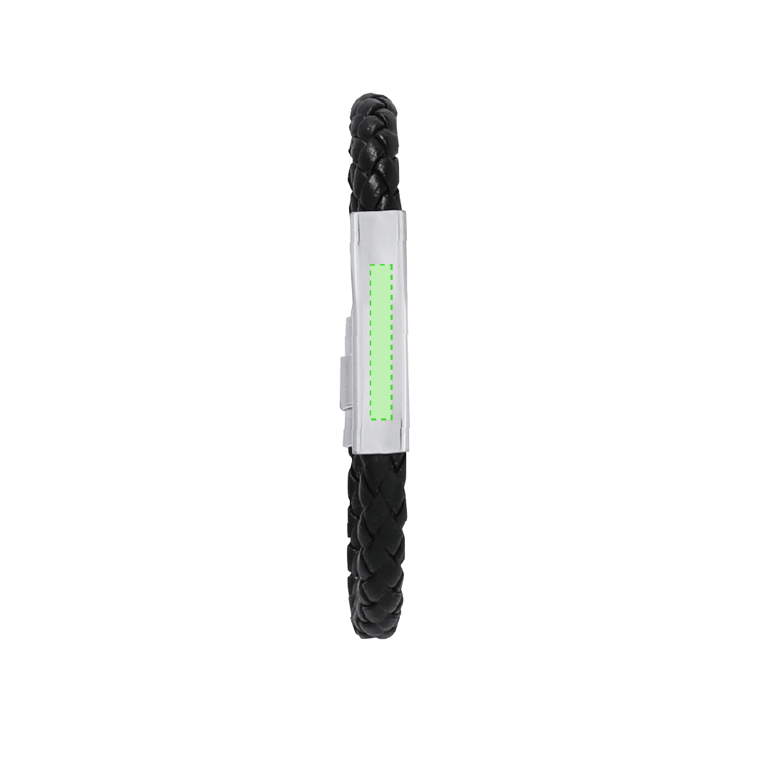 Pulsera de piel sintética negra con placa de acero inoxidable grabable y cierre magnético