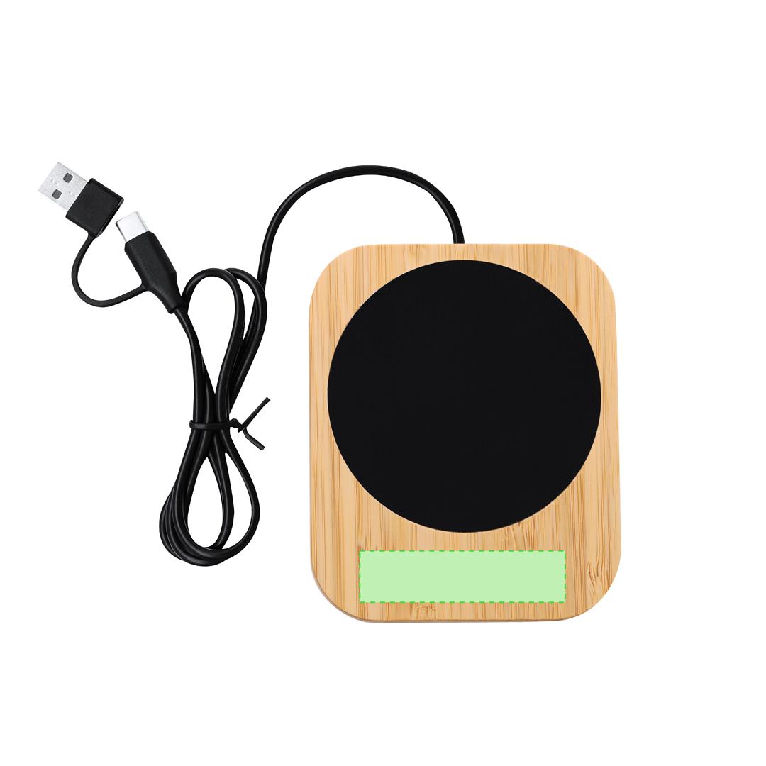 Calentador de tazas de bambú con conexión USB y Tipo-C