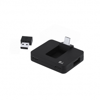Hub USB de ABS reciclado con 2 Tipo-C y 2 USB-A simultáneos