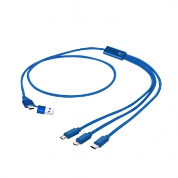 Cable cargador de aluminio reciclado 3 en 1 con Micro-USB, Tipo-C y Lightning