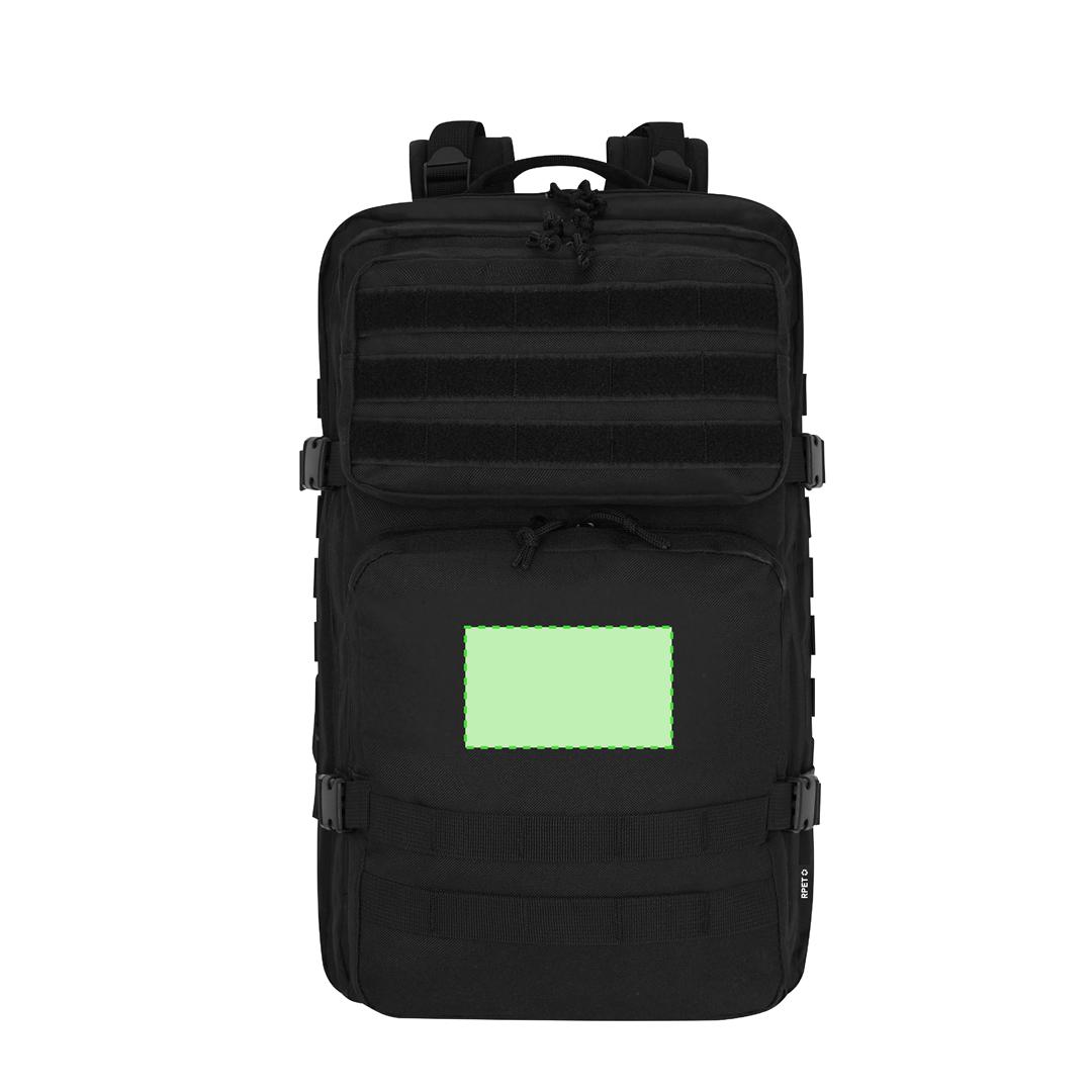 Mochila táctica de RPET 600D con soportes elásticos frontales, portátil 17